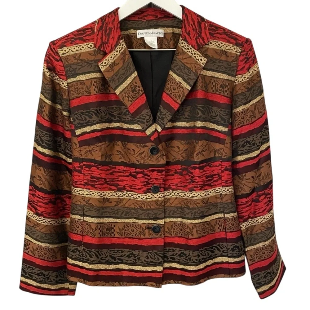 Vintage Draper’s & Damon’s Womens Boho Western Button Front Blazer Size 14